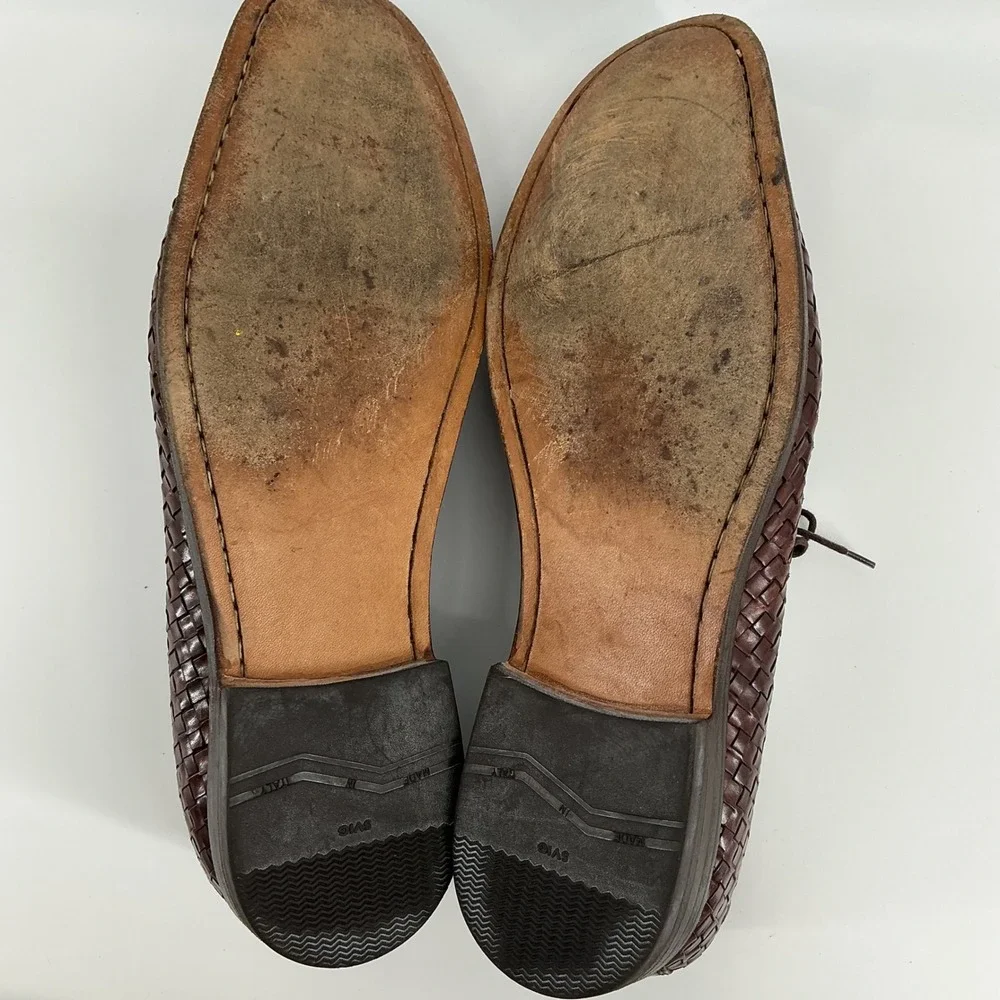 Fratelli Mens Brown Woven Leather Oxford Dress Shoes Made in Italy Size 15 W